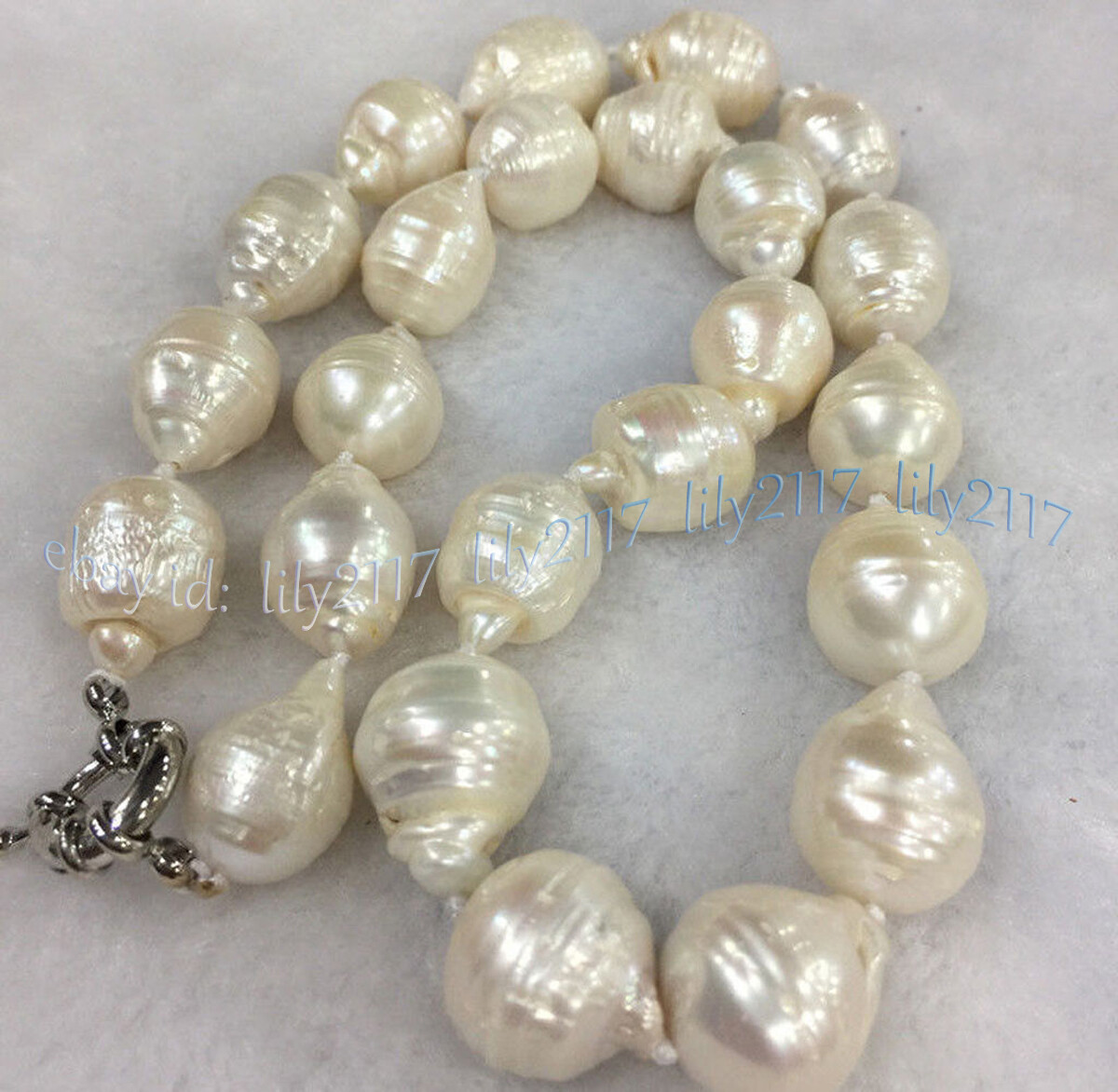 RARE HUGE 15x20MM WHITE SOUTH SEA BAROQUE KESHI AKOYA PEARL NECKLACE 14-36″ AAA