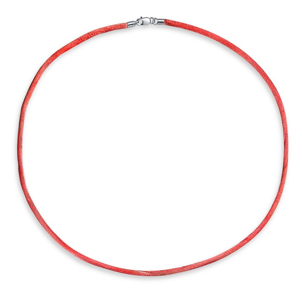 1MM Thin Red Satin Silk Necklace Pendant Cord For Women For Men Teen .925 Ste…