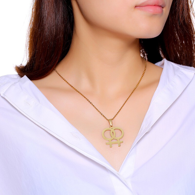 Gay & Lesbian Pride Symbol Pendant Women Men Necklace Couple Lover Fashion Gift