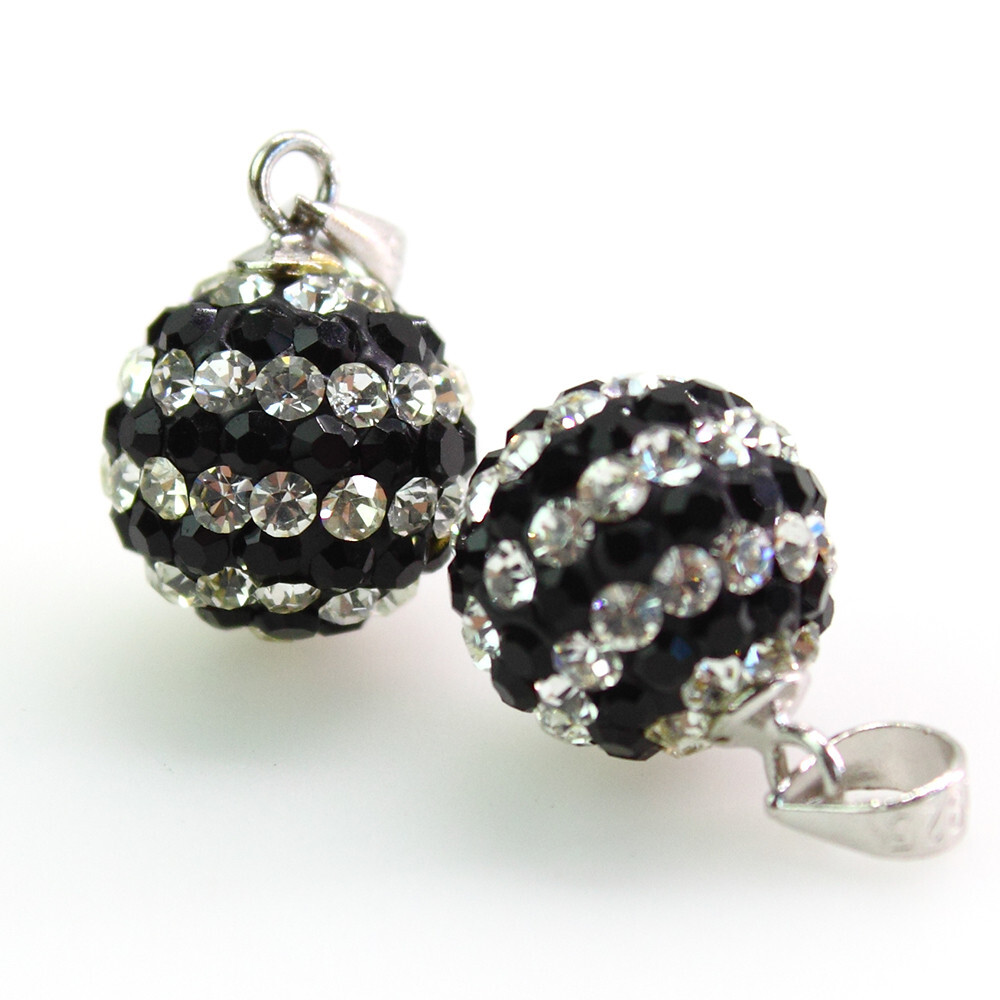 Sparkle Clear Shiny Czech Crystal Disco Ball 925 Silver Charm Pendant 10mm 14mm