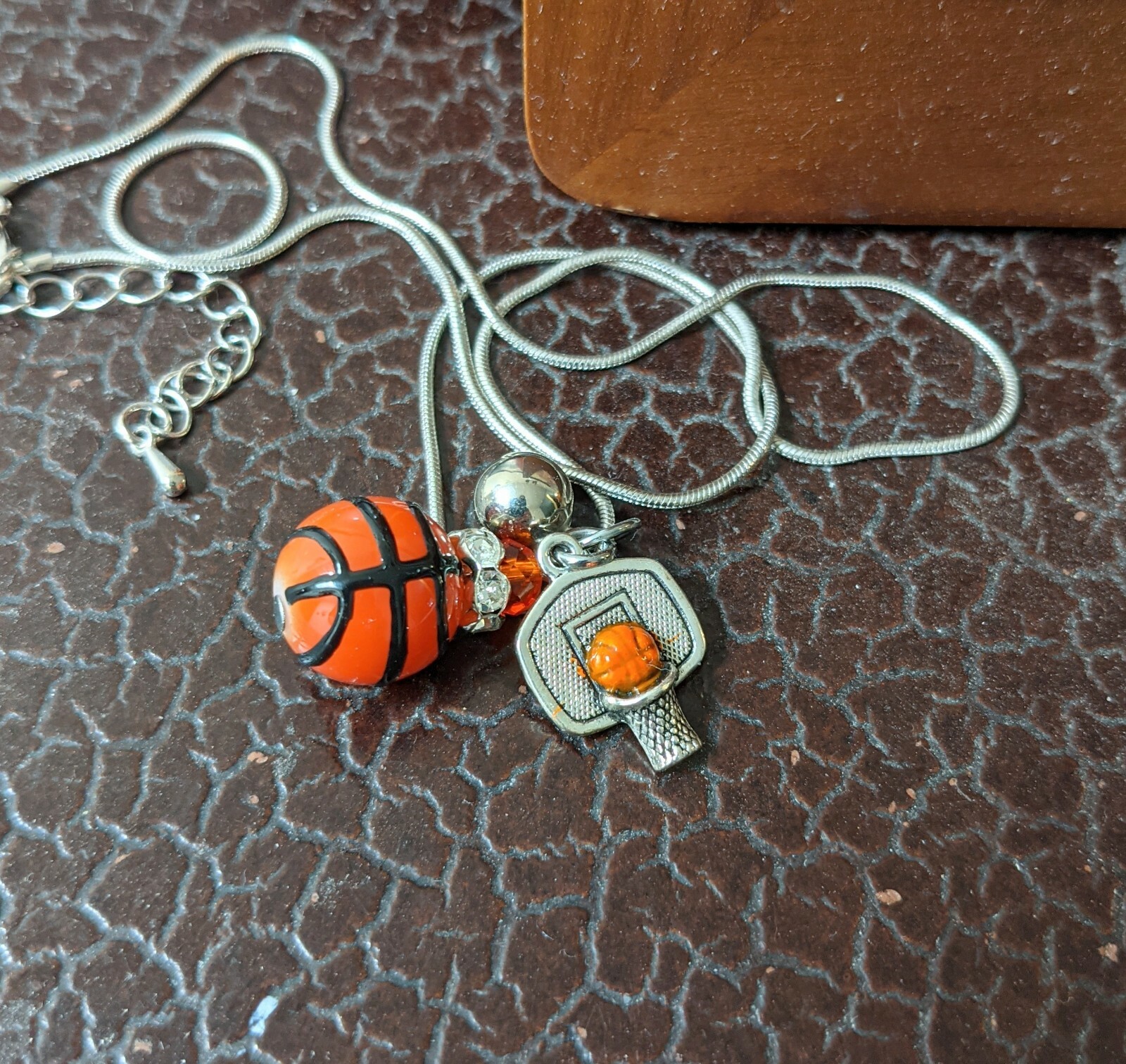 Basketball Necklace Sports Fan Jewelry Pendant chain Necklace 18″ +2″ ext
