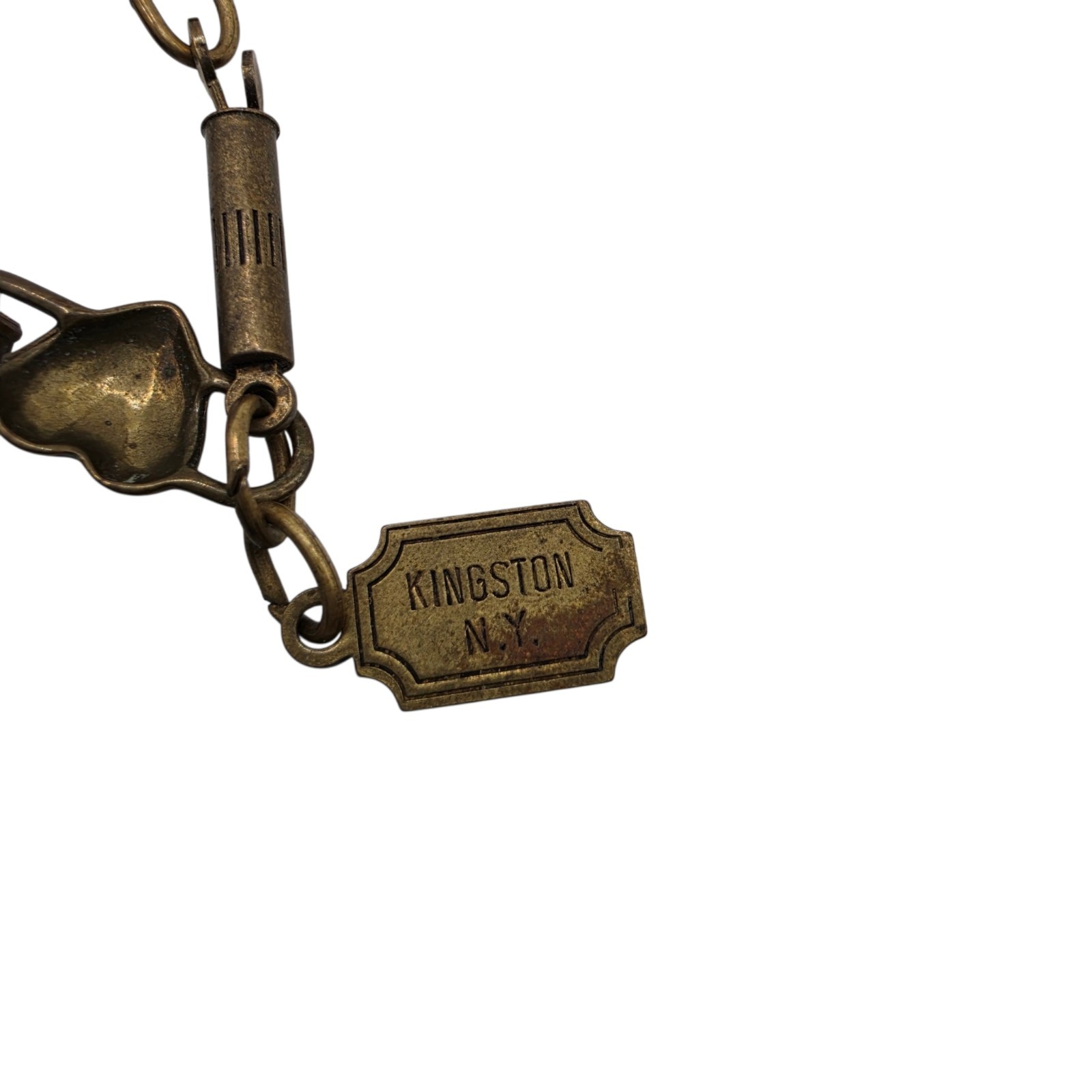 Pididdly Links Heart Charm Necklace Brass Tone Statement Vintage Jewelry