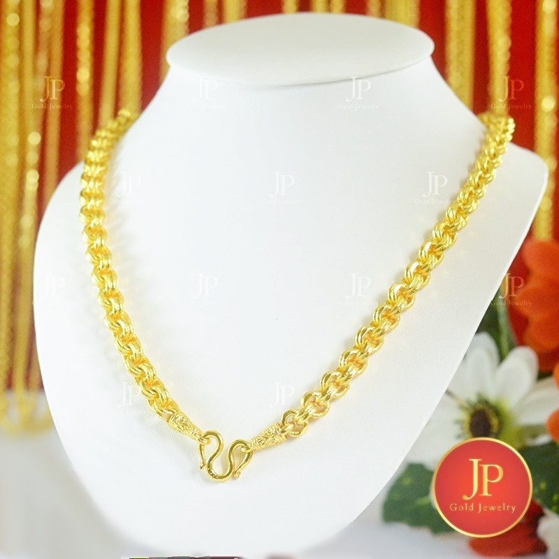 H9 Necklace 24k Gold Plated Men Women Jewelry Weight 8 Baht 26″ Double ring Gem