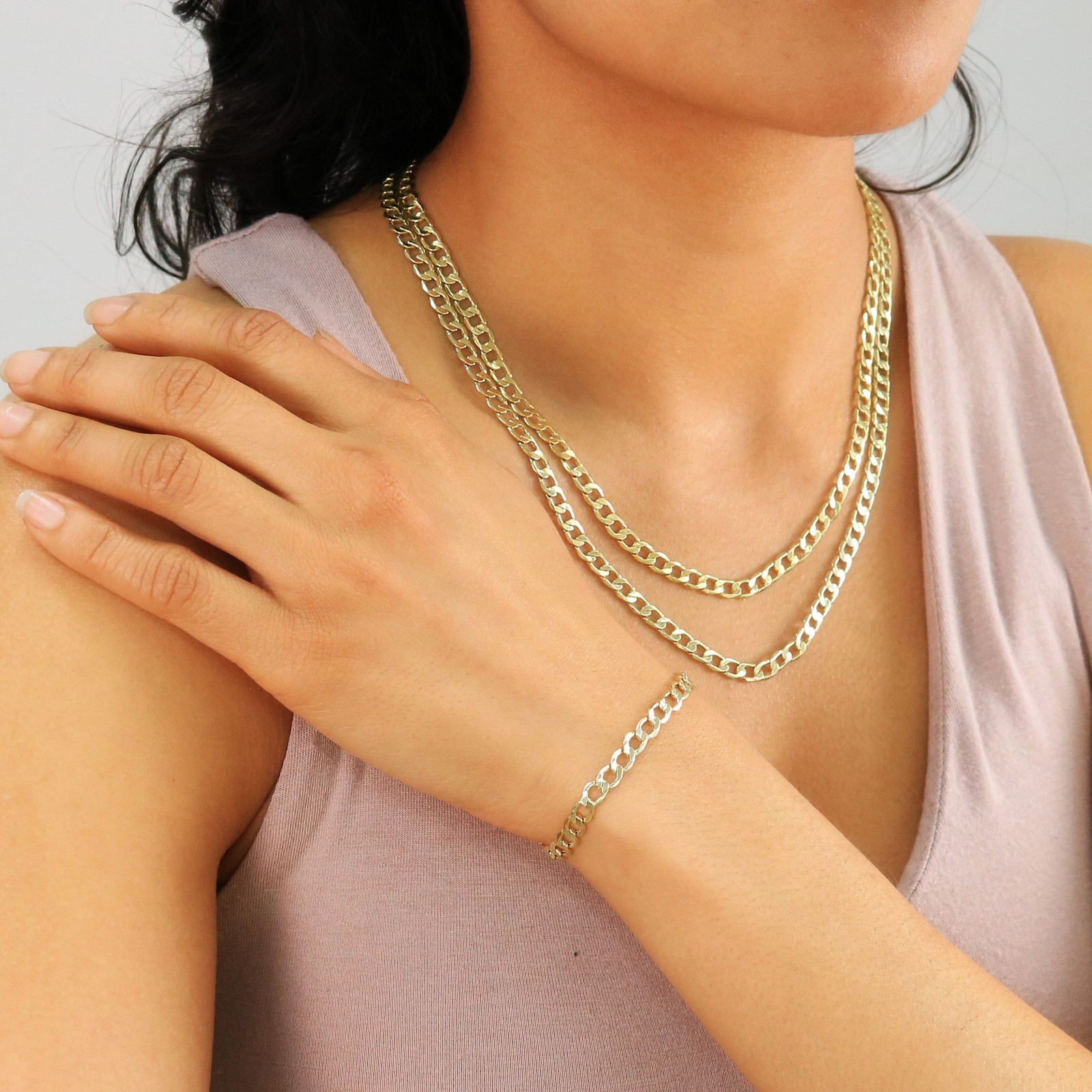 10K Yellow Gold 5.5mm Italian Cuban Curb Chain Link Necklace Mens Women 16″- 30″