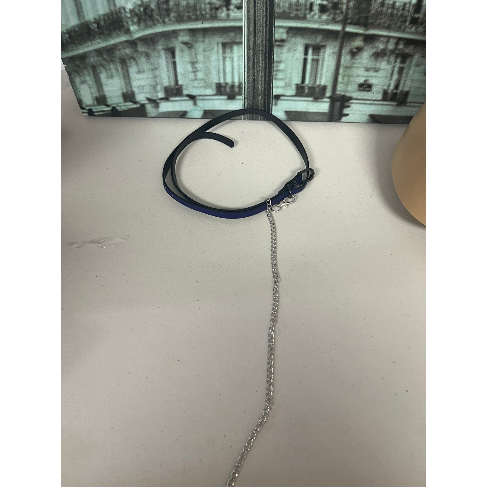 Gothic Thermochromic Faux Leather Choker with Detachable Leash