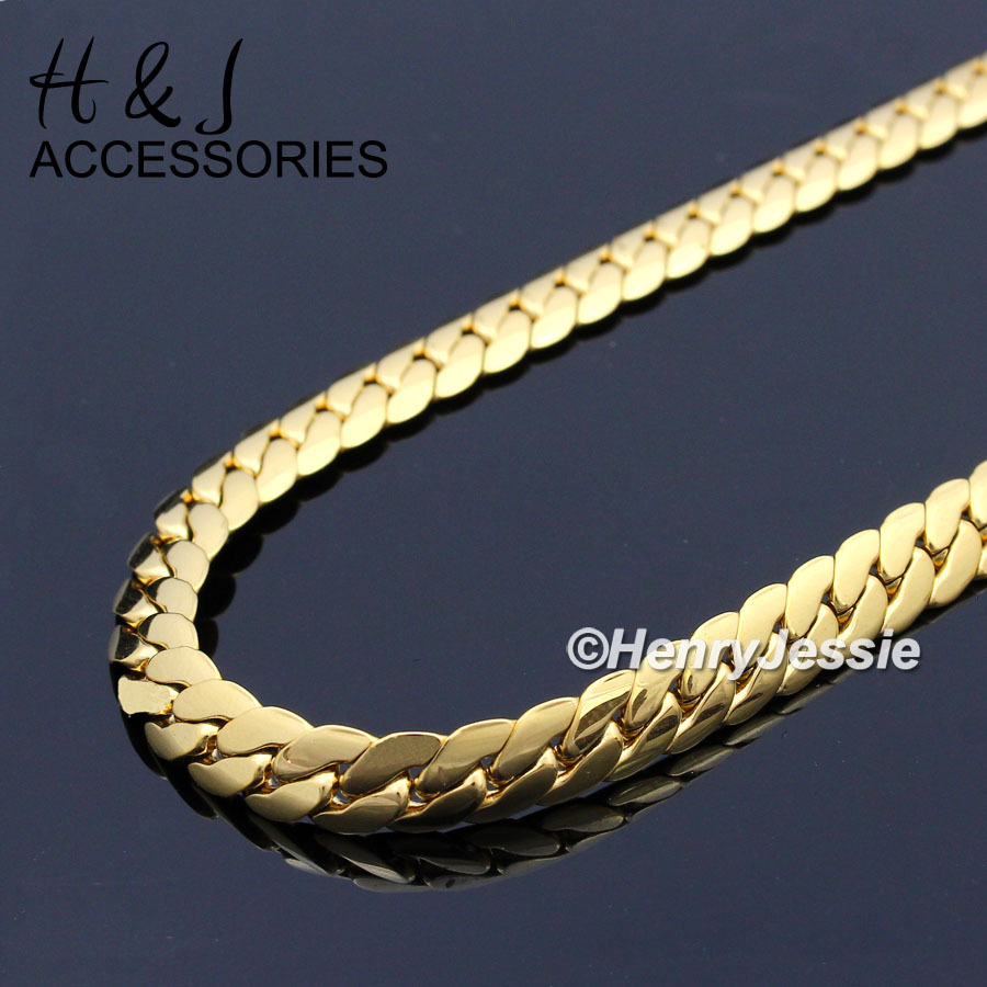 18-40″MEN 316L Stainless Steel 6mm Gold Plated Miami Cuban Curb Necklace*155