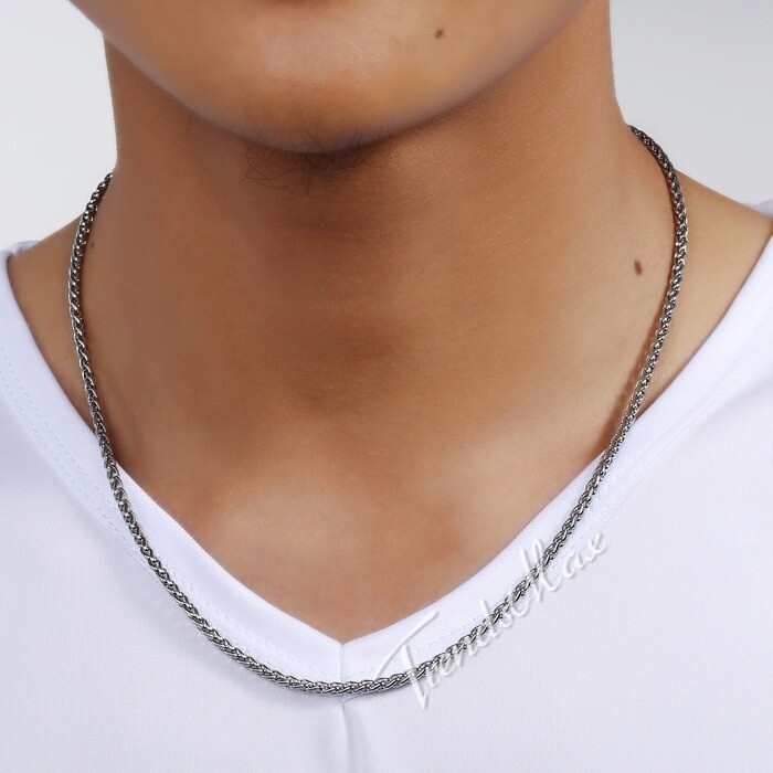USA Stock 4mm 26″ Braided Wheat Chain 316L Stainless Steel Men Women Necklace