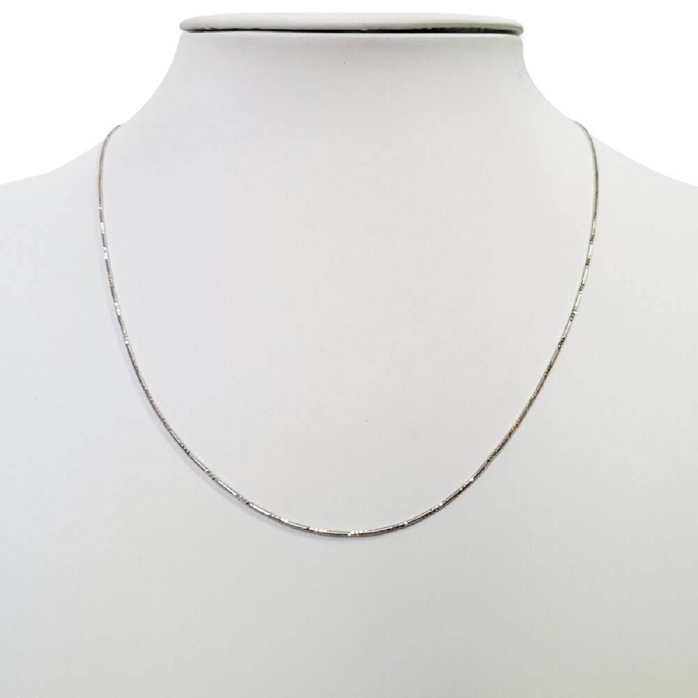 Sterling Silver Rhodium Finish Diamond Cut 1 mm Round Snake Chain Necklace