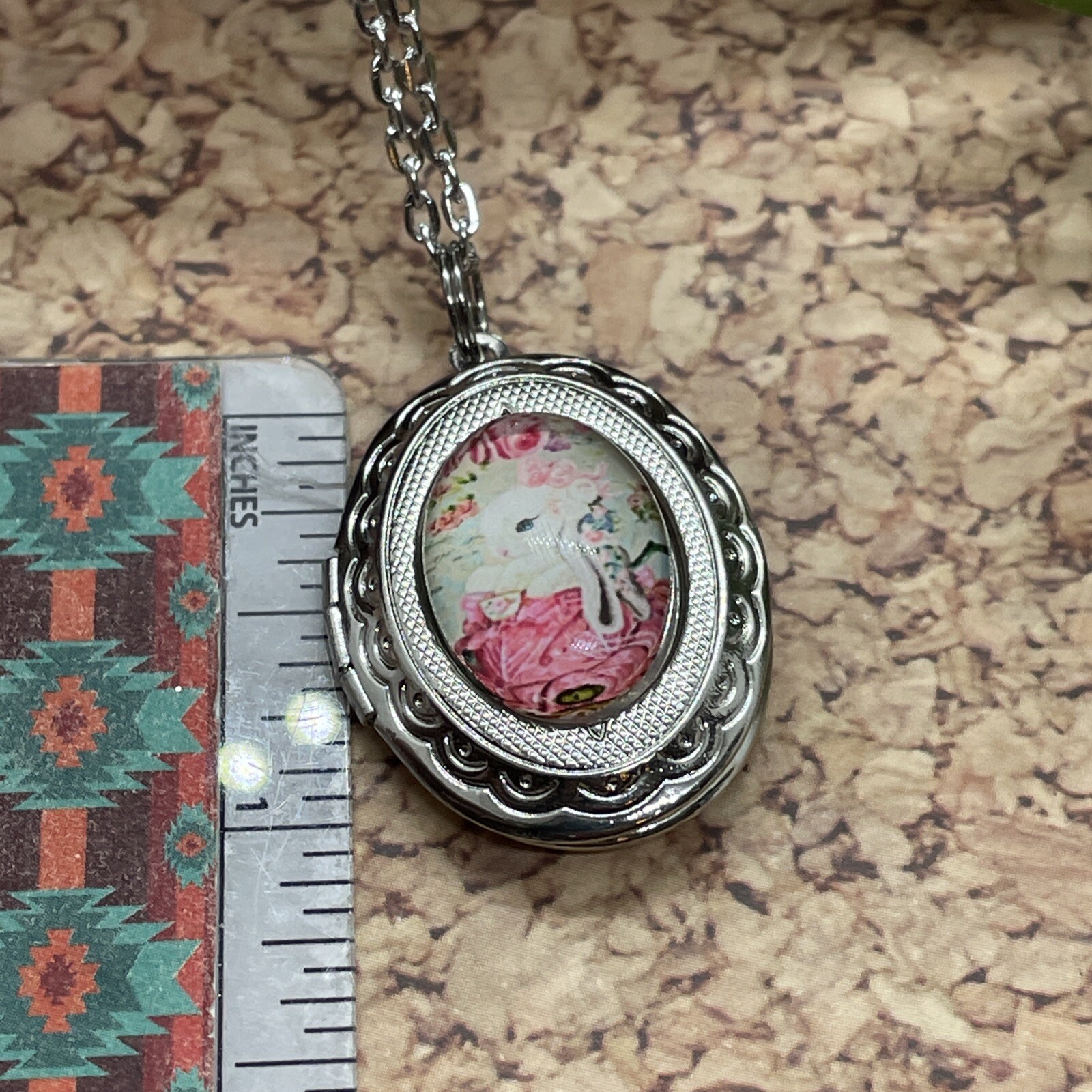 BUNNY RABBIT Locket Necklace JEWELRY Pendant PHOTO Silver Hot Pink Photo GIFT