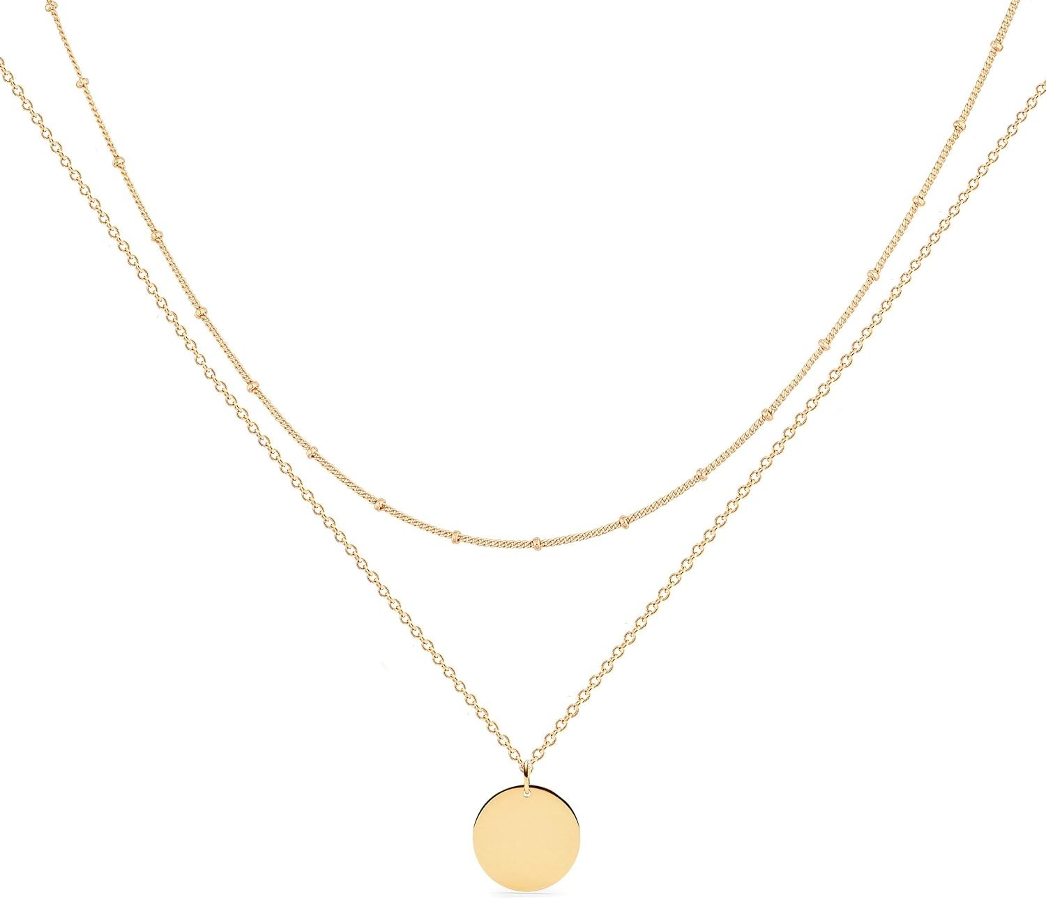 Layering Long Necklace with Heart Pendant – 18k Gold Plated & Adjustable Fit