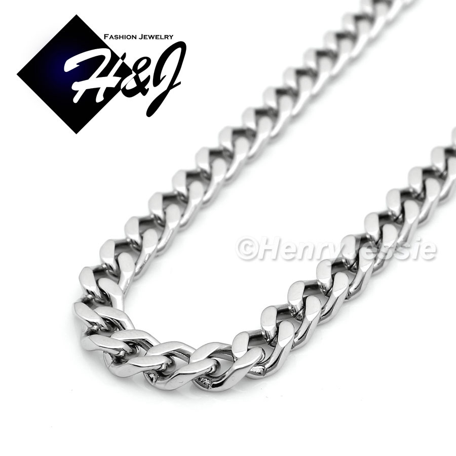 24″Stainless Steel 5mm Silver Cuban Chain Black Plated Boxing Glove Pendant*P87