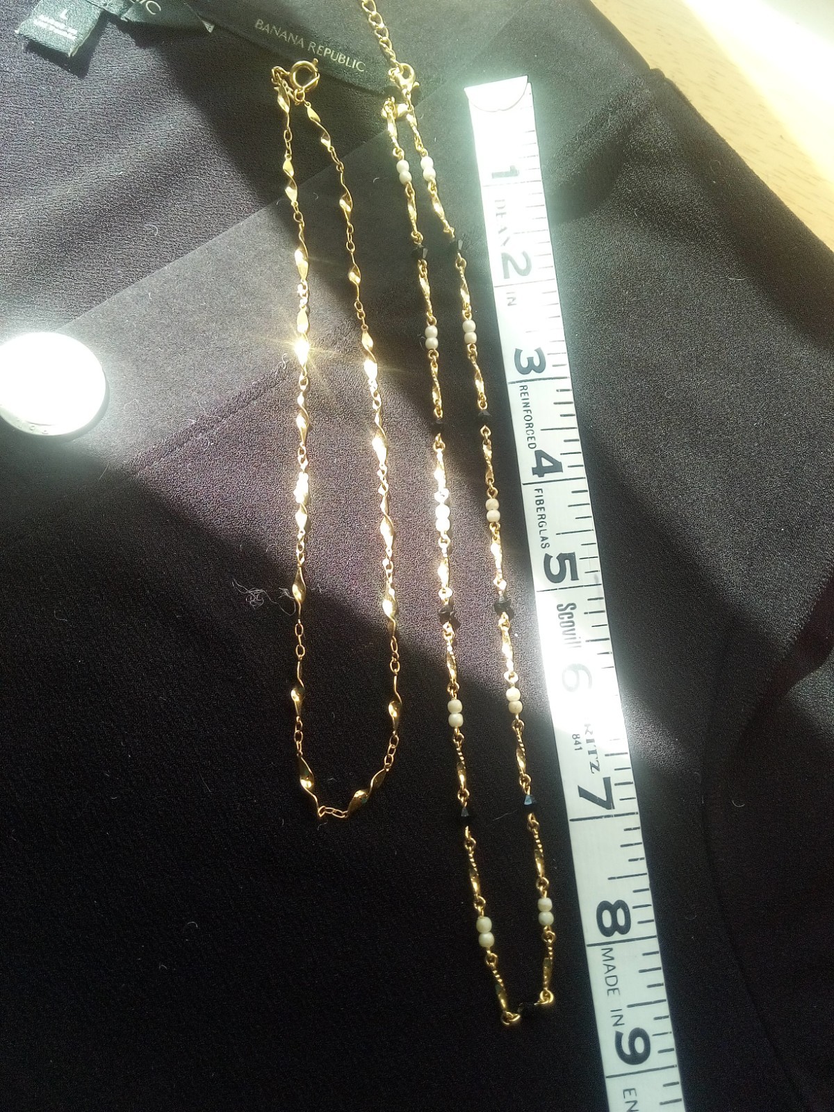2 necklaces Complement Ea. Other, GTone, 1 with Small Whi Beads & Plastic Oval