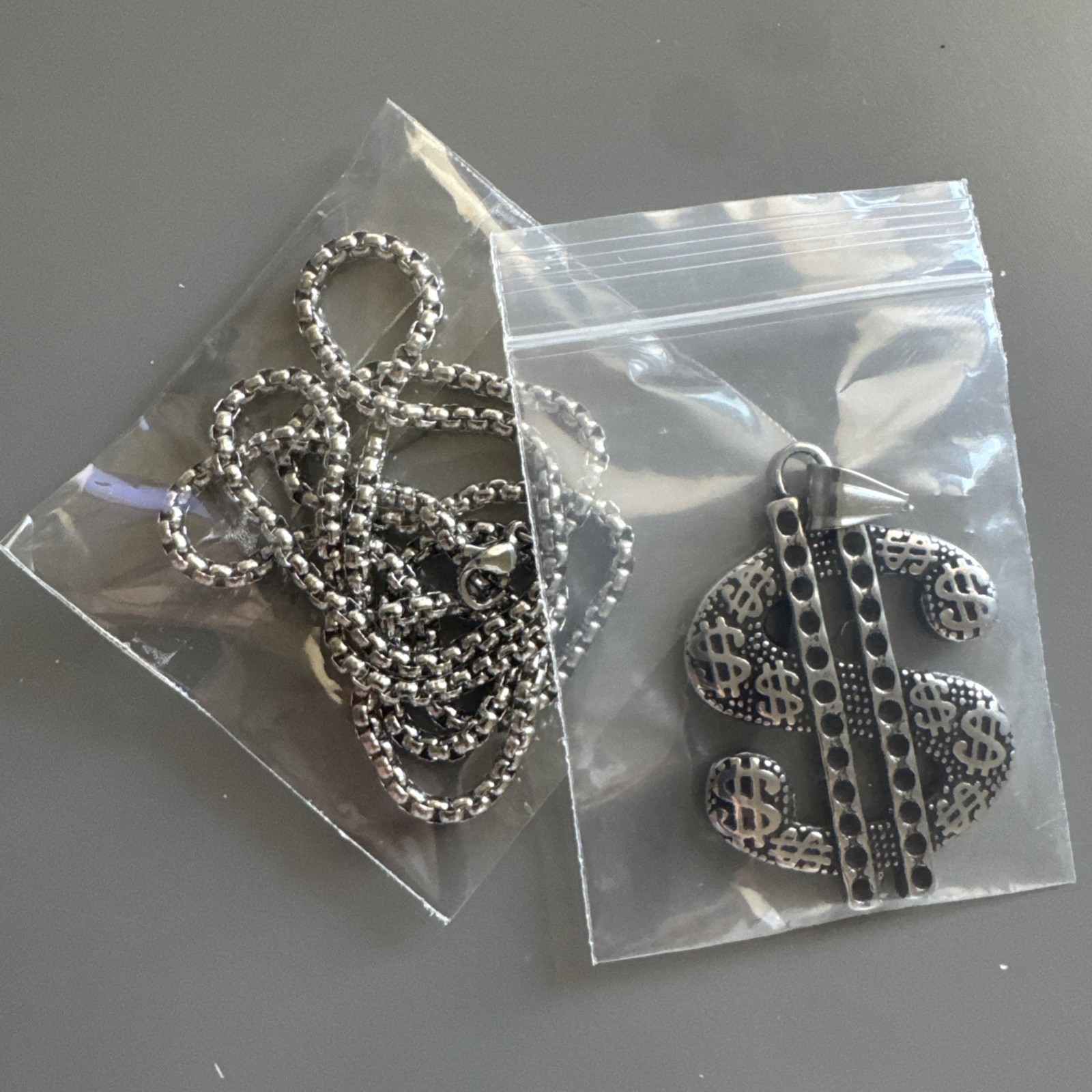 Dollar Sign Stainless Steel Pendant 24 Inch Box Chain Money Gift Hip Hop Trendy