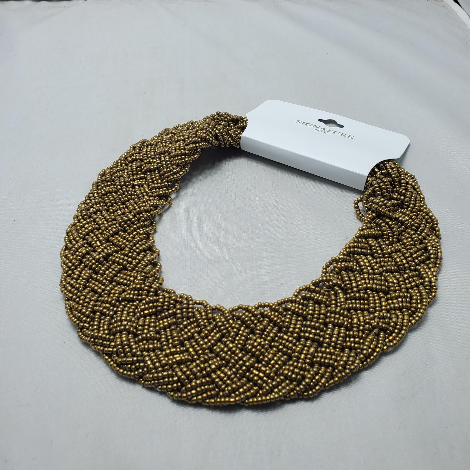 Signature Bronze braided seed bead Bohemian choker necklace NWT