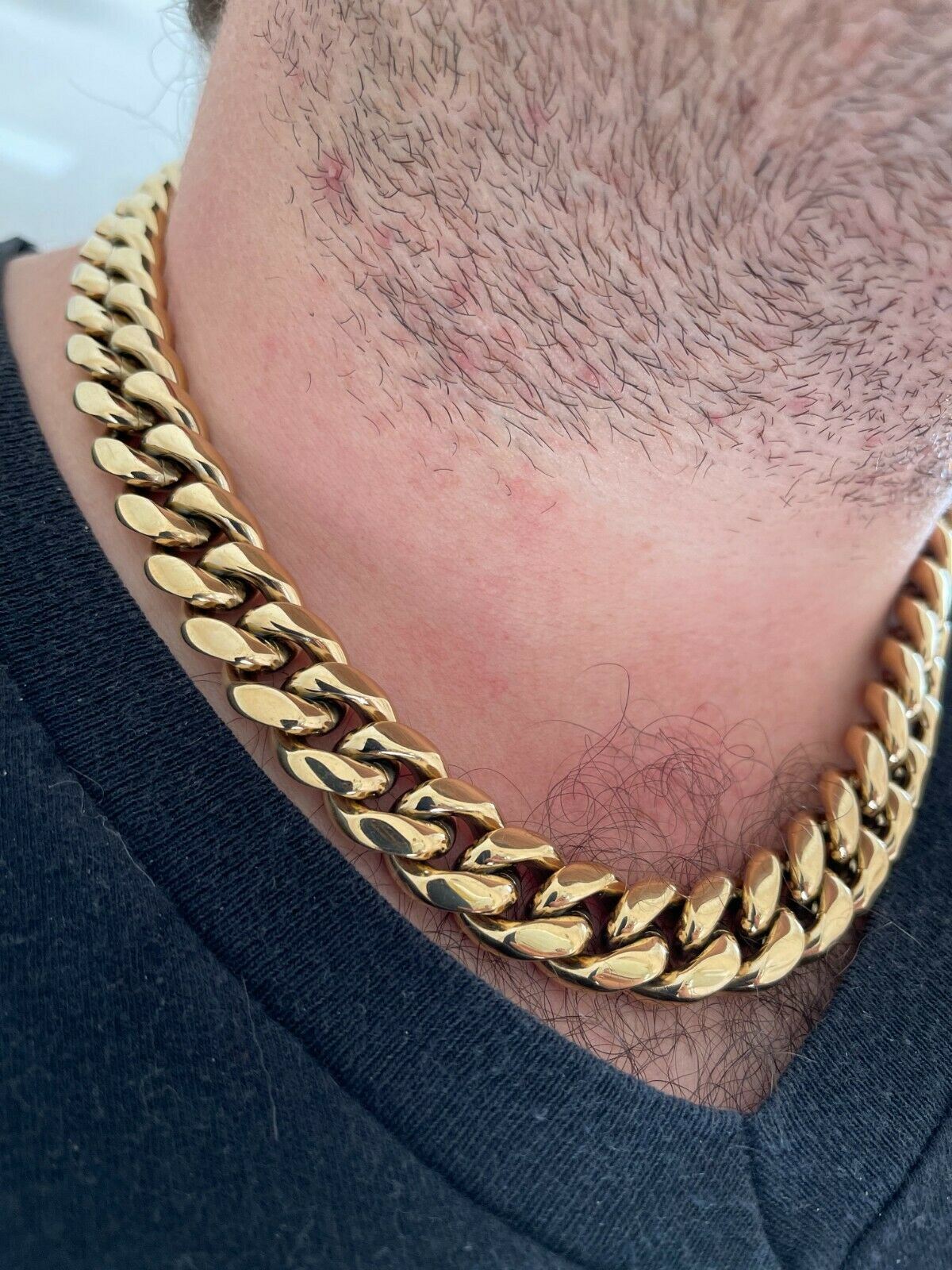 16mm Miami Cuban CHOKER Chain Solid 14k Gold Plated SS Necklace Unisex