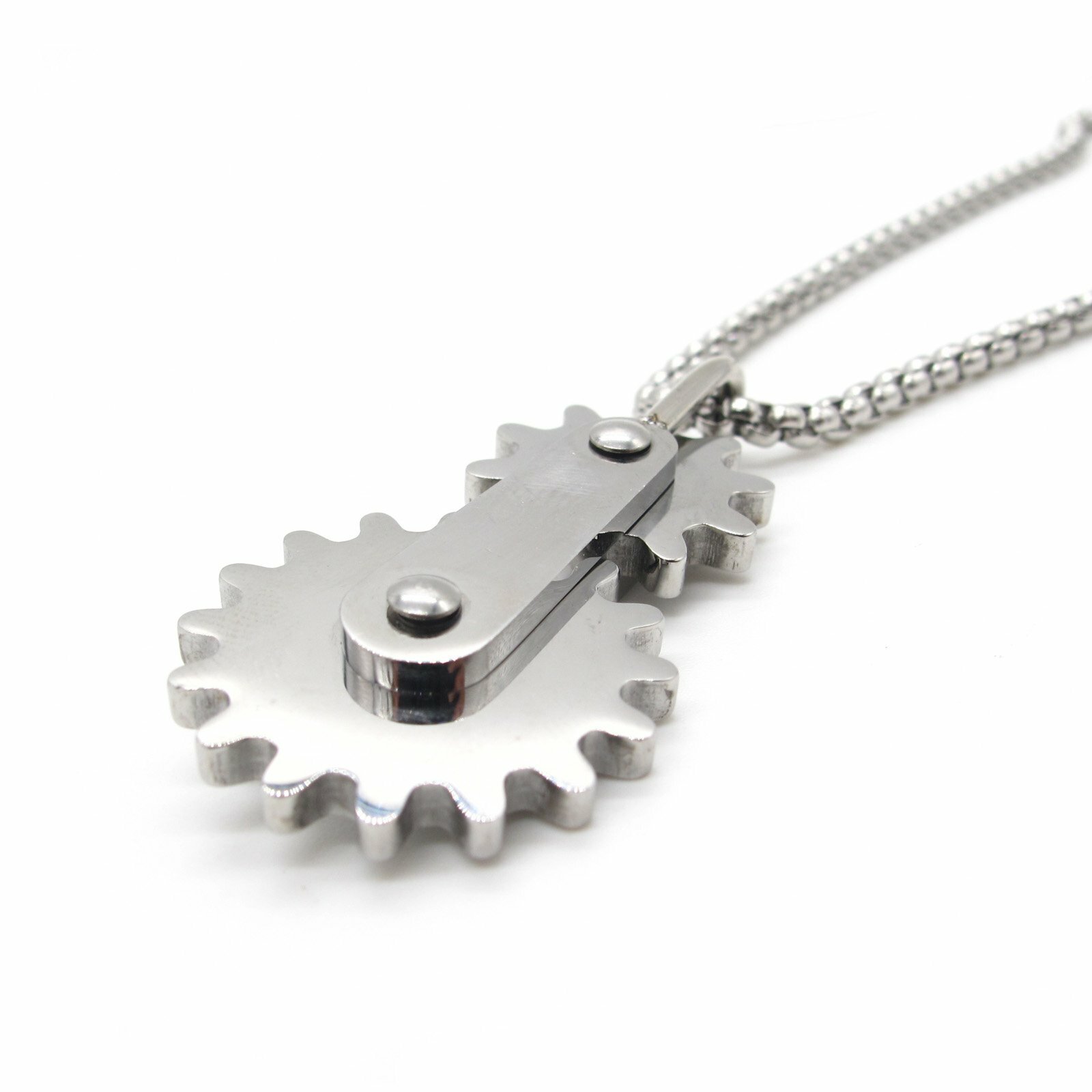 MENDEL Men’s 316L Stainless Steel Cool Boy Fashion Gear Pendant Necklace Gift
