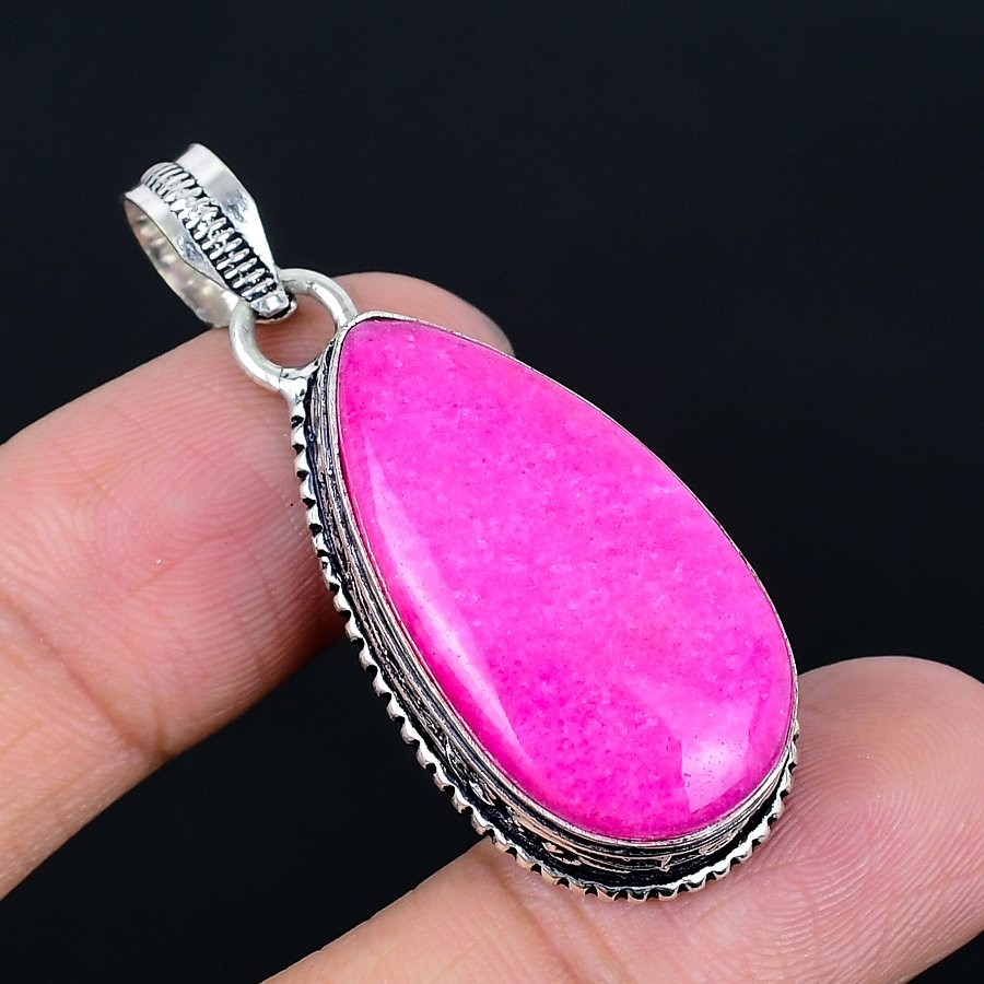 Kashmir Red Ruby 925 Silver Plated Handmade Pendant of 1.97″