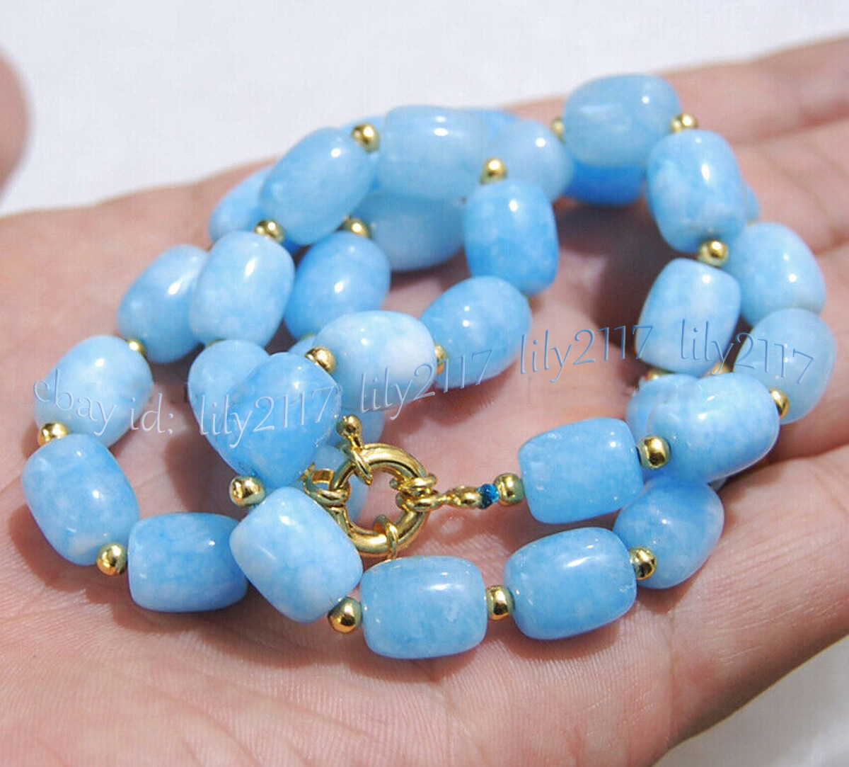 9x11mm Blue Brazilian Aquamarine Natural Gemstone Column Beads Necklaces 16-48”
