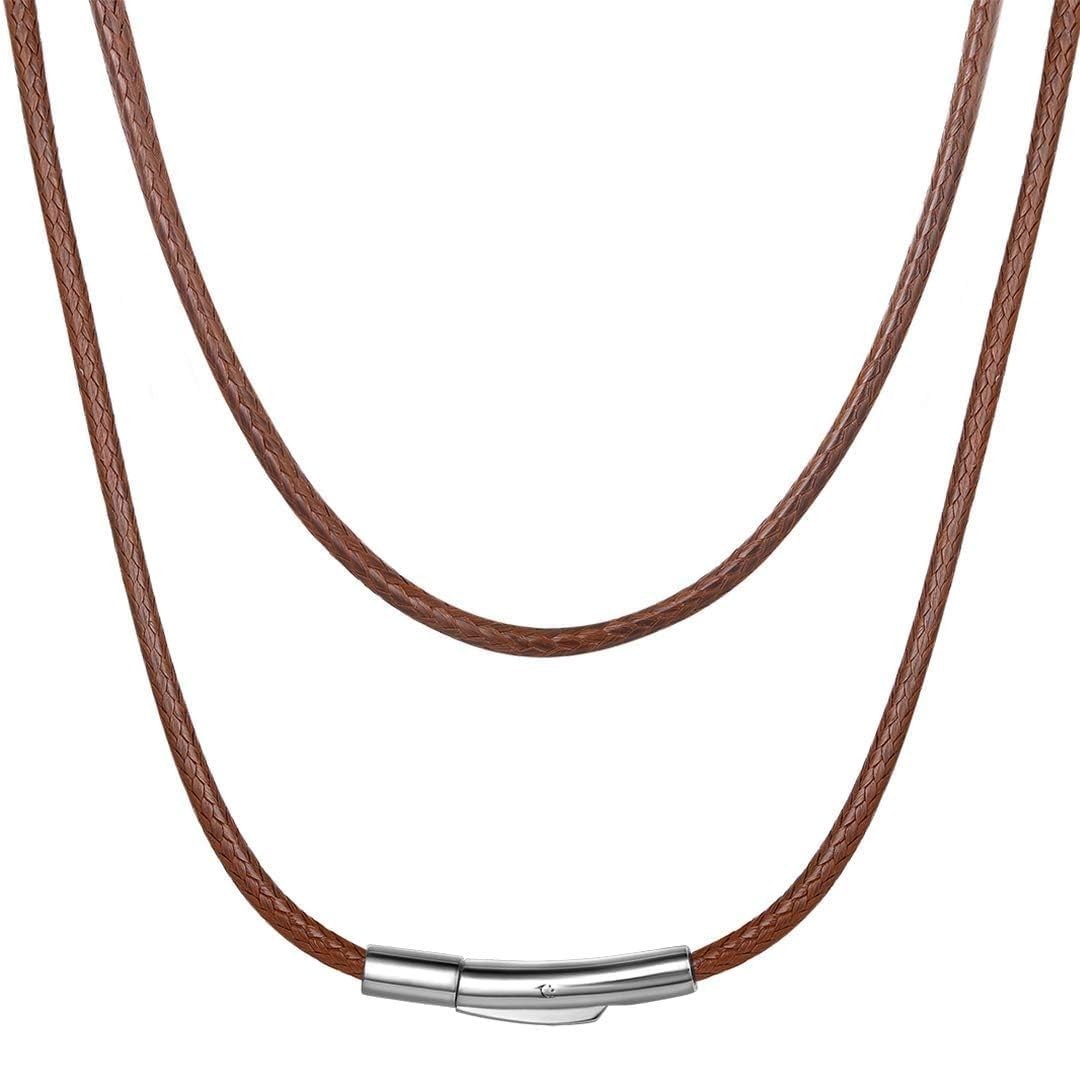 Braided Leather Necklace Cord for Pendants – Waterproof, 1.5mm/2mm/3mm, 16-30″ D