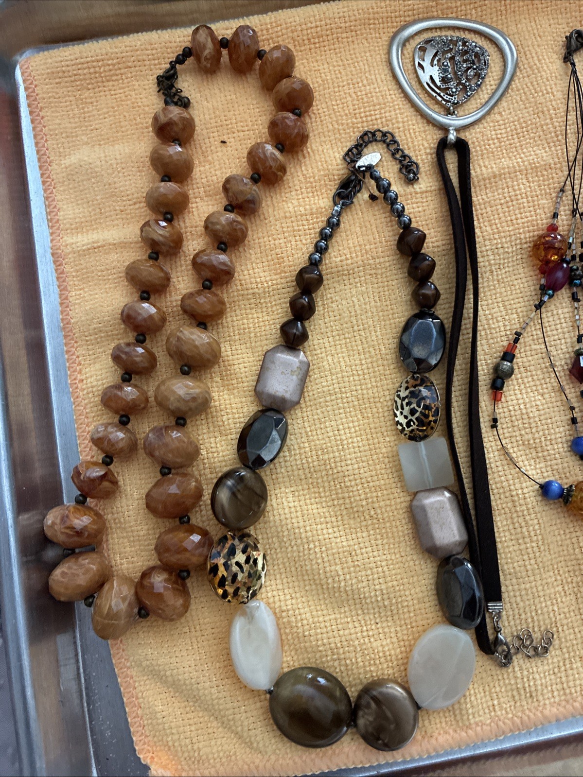 Fashioned Lot of 6 Necklaces. Various Lengths and Styles. Stones Glass Beads