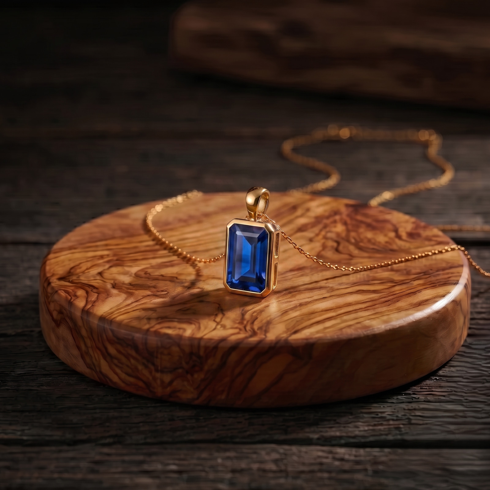 Elegant Gold Plated Blue Sapphire Pendant for Women | Birthstone Jewelry Gift