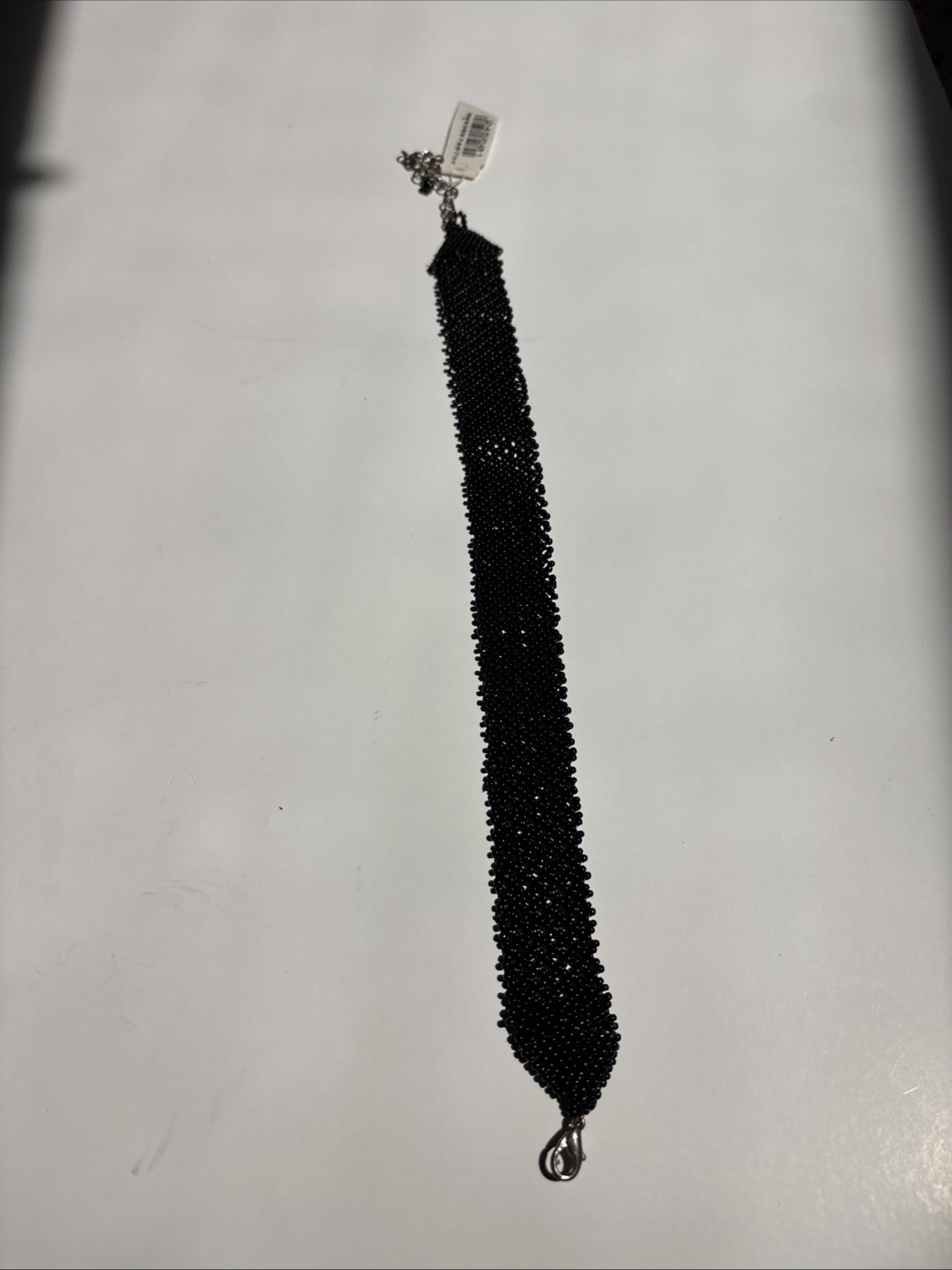 NWT Vintage Robert Rose Black Seed Bead Woven Choker Necklace Mesh Wide Band 90s