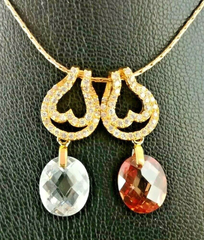 Elegant 18CT Yellow Gold Filled Water Drop Clear/Brown CZ Pendant N-A787 Gift