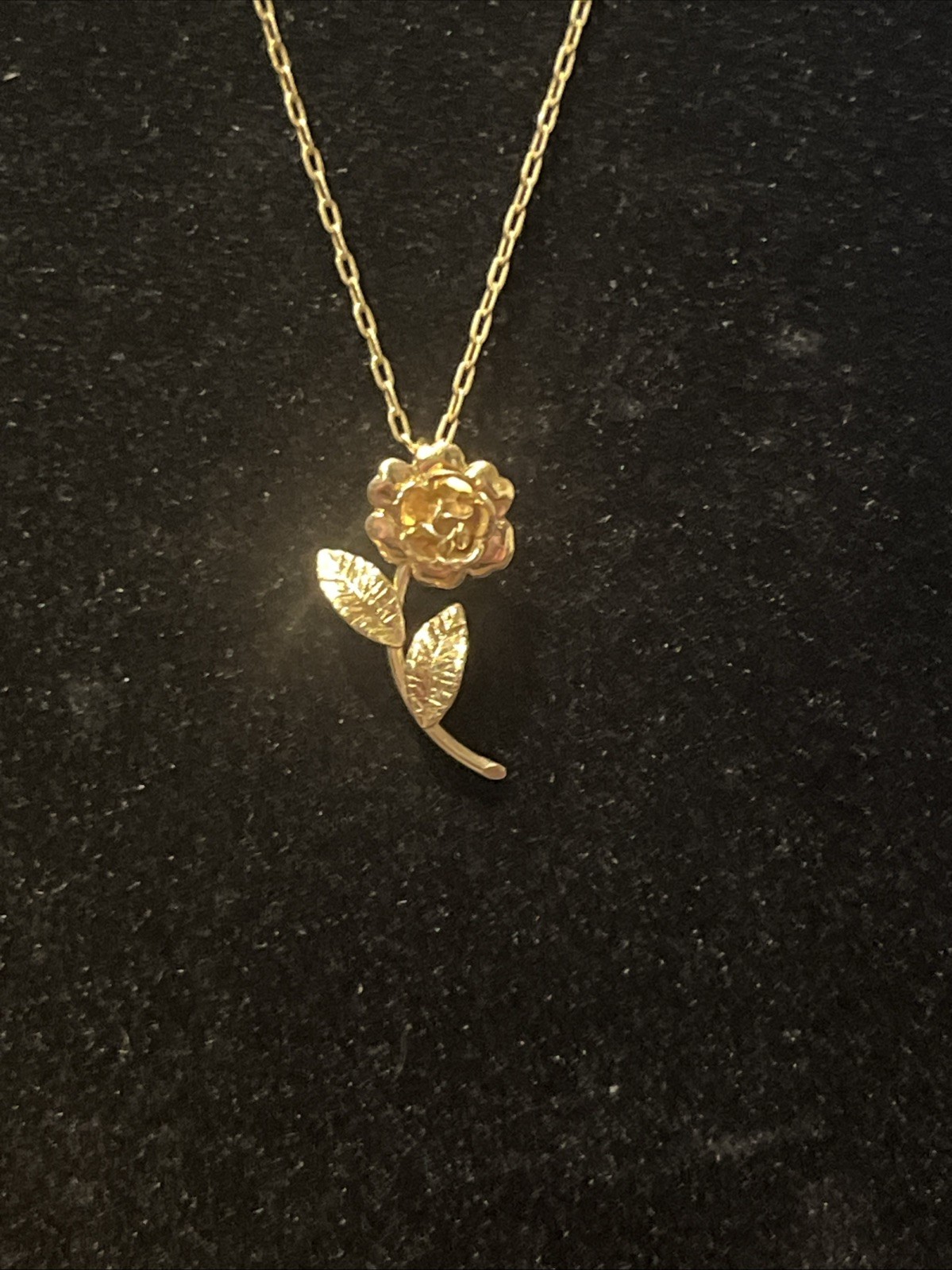 14k Yellow GF necklace Pendant Rose Dainty Chain Women’s Jewelry 17” Charm