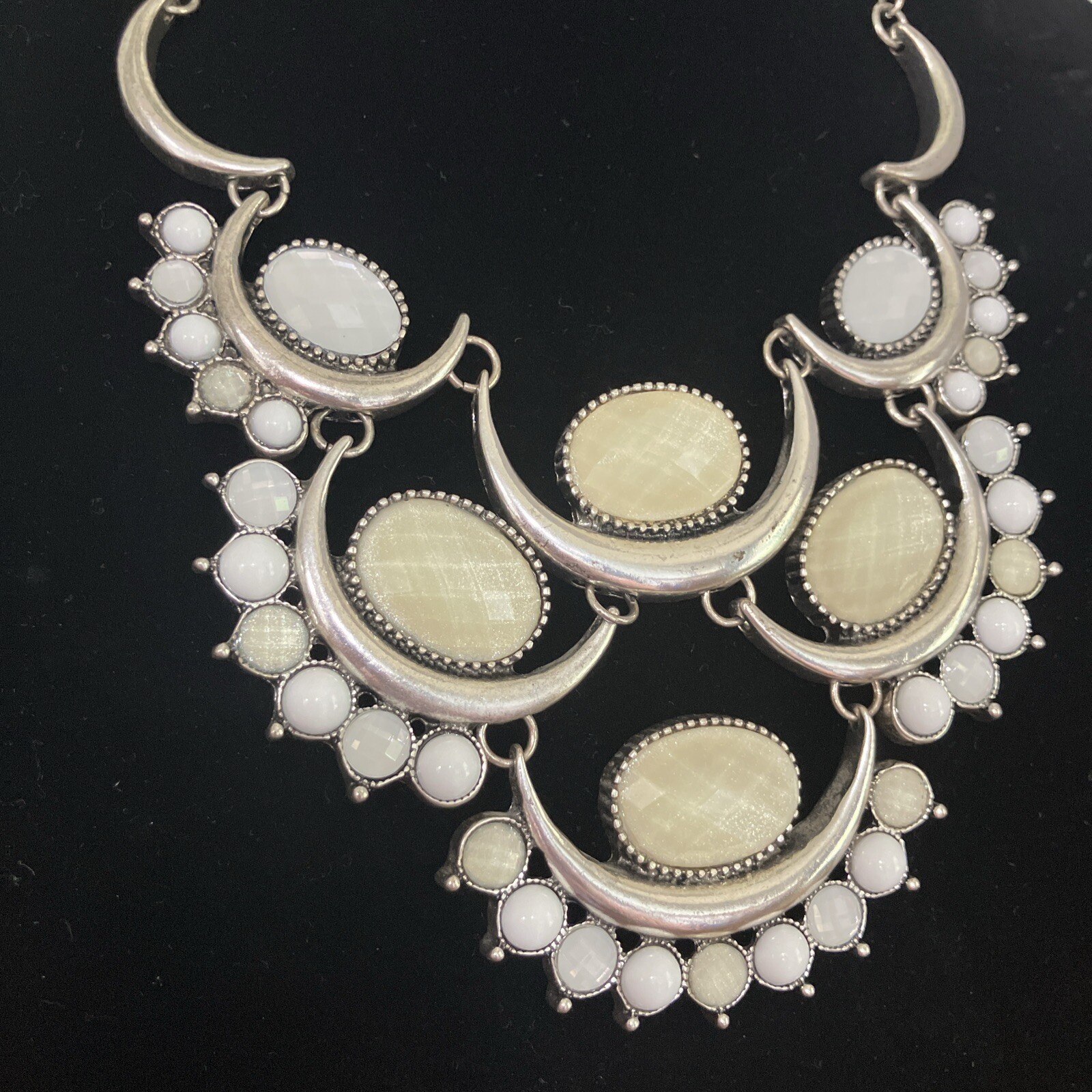 Erica Lyons Necklace Boho Art Deco Silver Tone Moon 18 – 20 Inches Statement