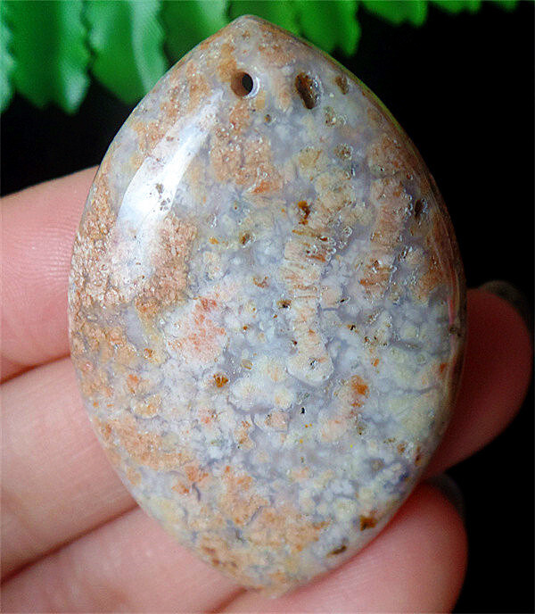 47x31x7mm Natural Cherry Blossom Agate Healing Marquise Pendant Bead EA86811