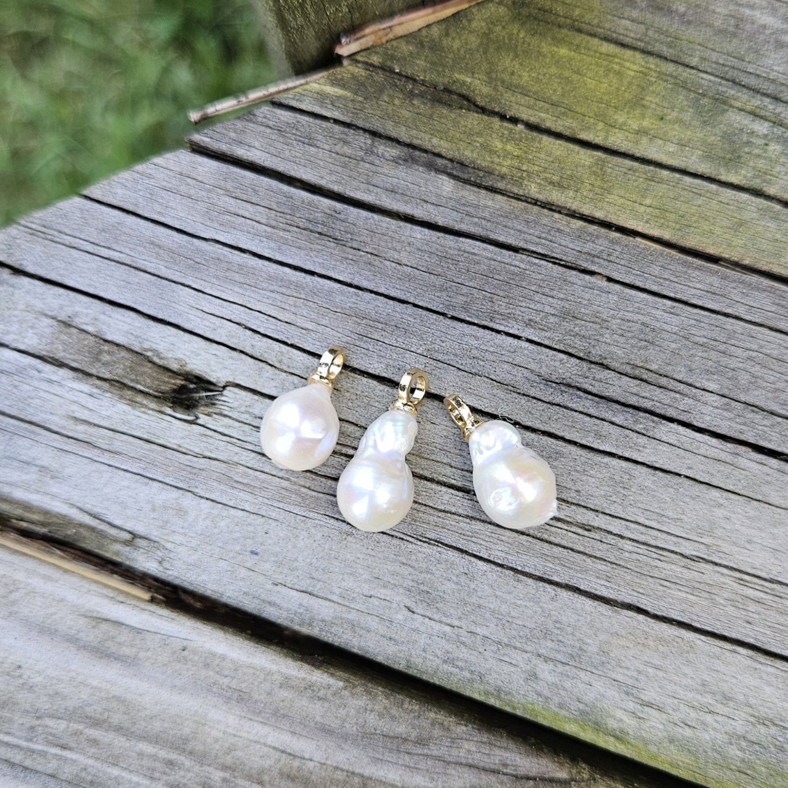 3 Pcs Small Freshwater Baroque Pearl Pendants With Gold Plated Bail