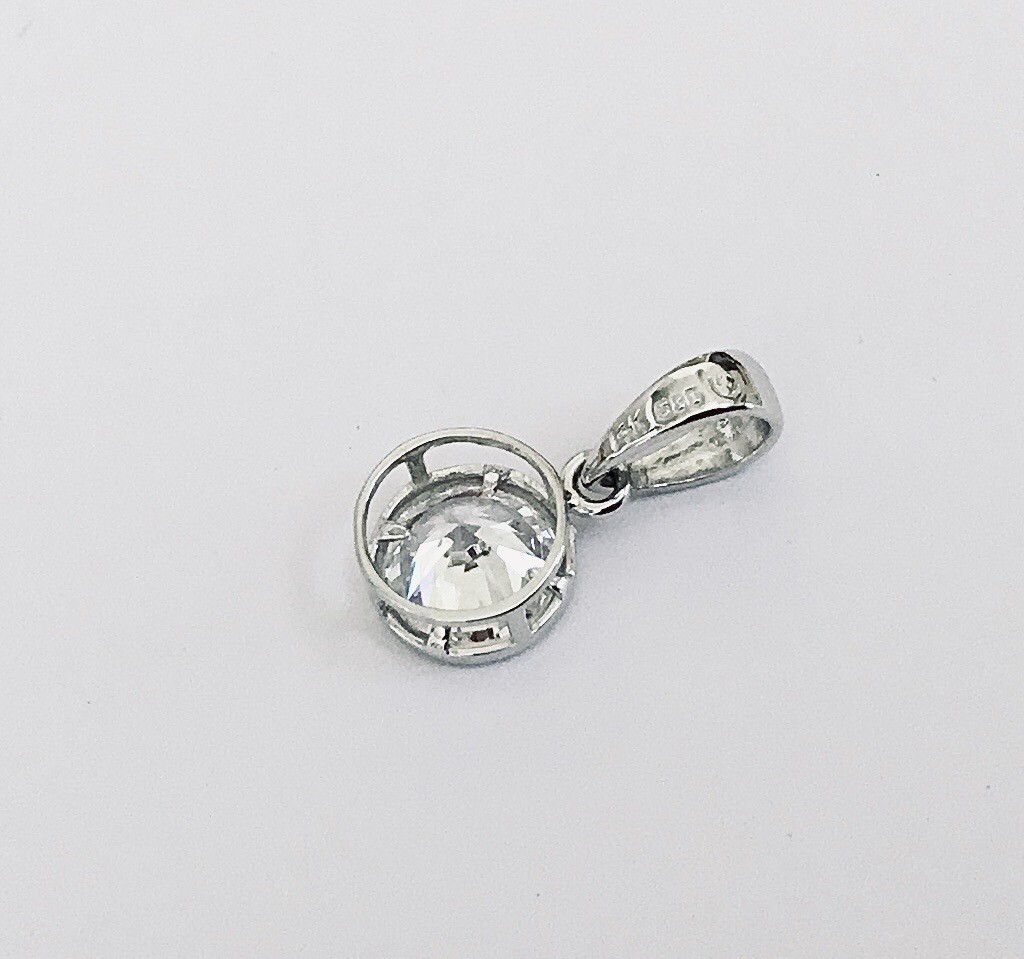 Elegant Solid 14K Yellow / White Gold Cubic Zirconia Bezel Set Pendants NEW