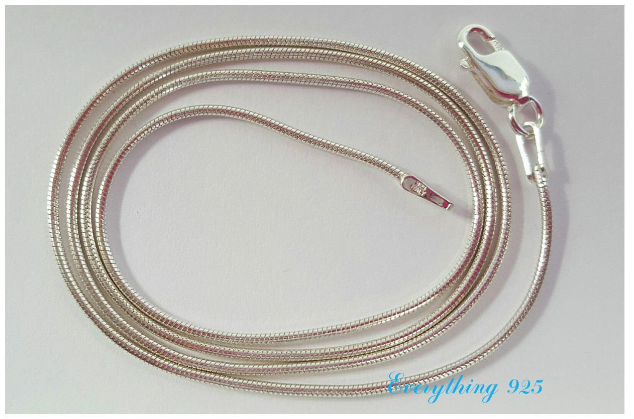Sterling Silver 925 SNAKE 1.0MM CHAIN ITALIAN NECKLACE 14″16″18″20″22″24″26″30**