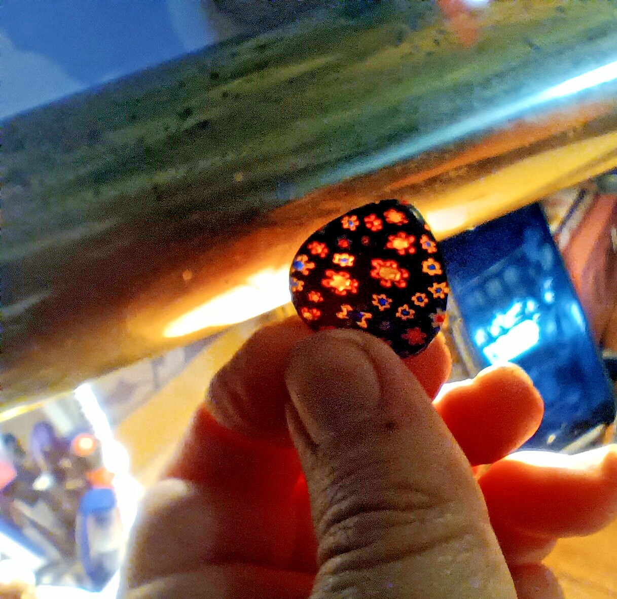Heart Millefiori Glass Lampwork Pendant Translucent One of Kind 24mm x 25mm A-3