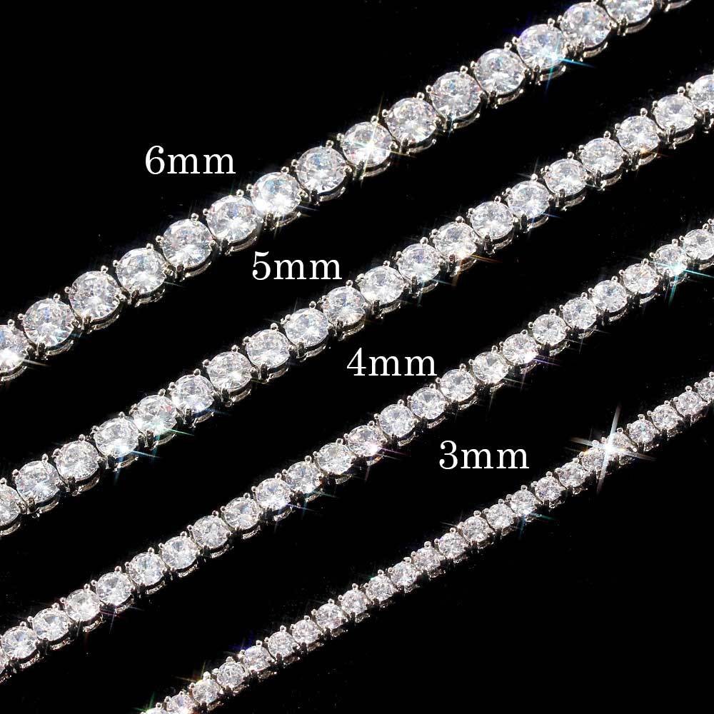 Women Men Iced Out Bling Tennis Necklaces Pendant Hip Hop CZ Zircons 3/4/5/6MM