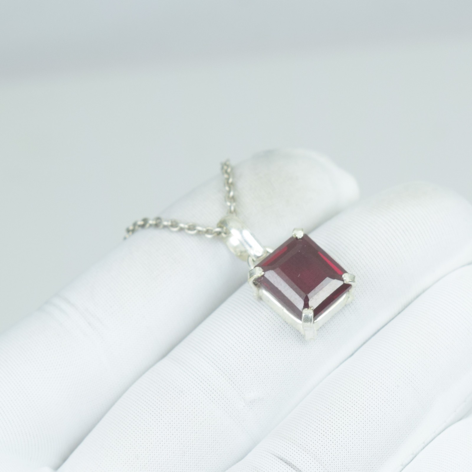 Natural Red Ruby Necklace, Vintage Healing Ruby Sterling Pendant, July Gift 18Ct