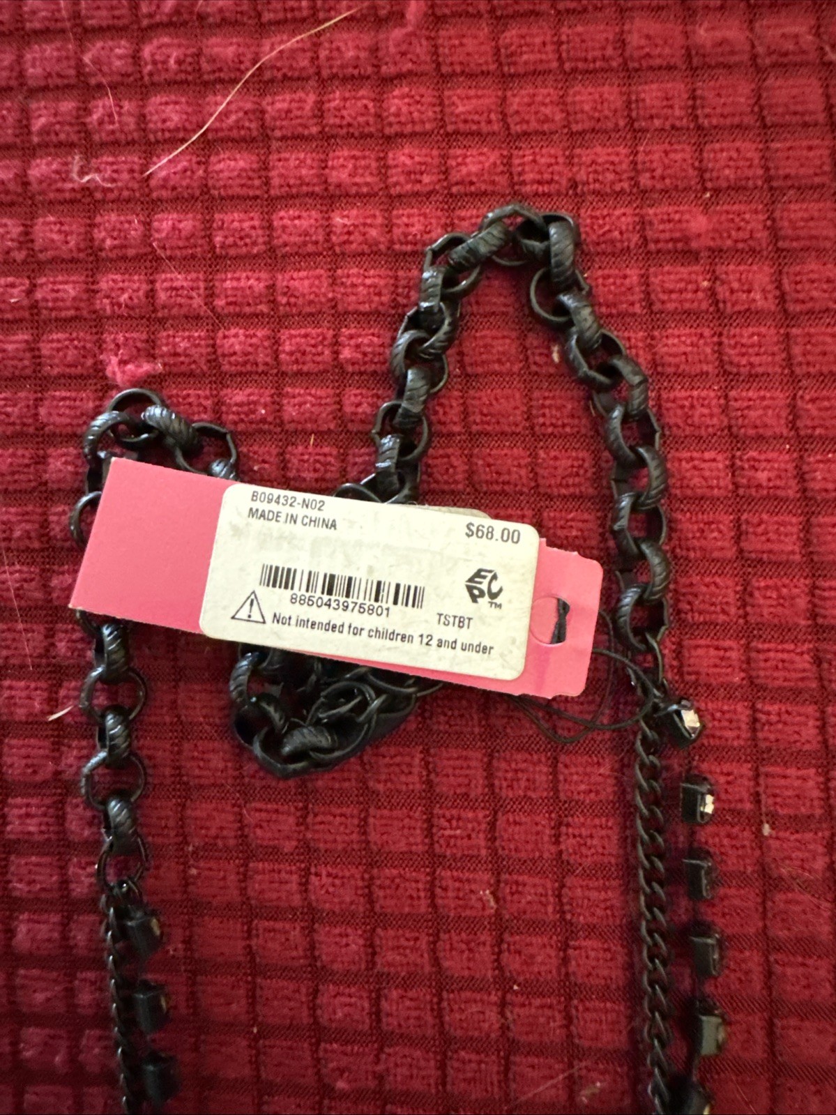 Betsey Johnson Black And Rhinestone Necklace Vintage