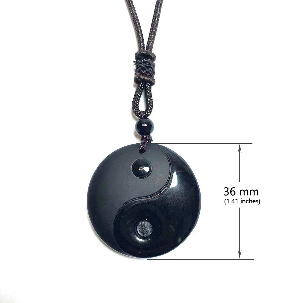 Black Obsidian Yin Yang Necklace Pendant Feng Shui Bagua Necklace Amulet Jewelry