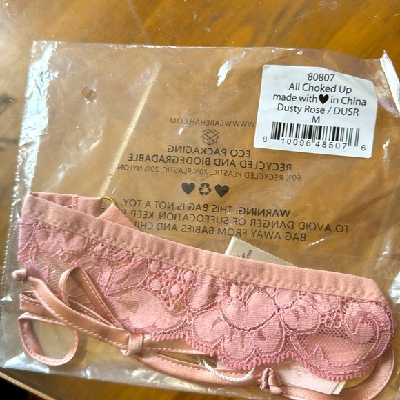 NWT HAH All Choked Up Rose Pink Lace Choker Y2K Coquette Feminine Dainty MEDIUM