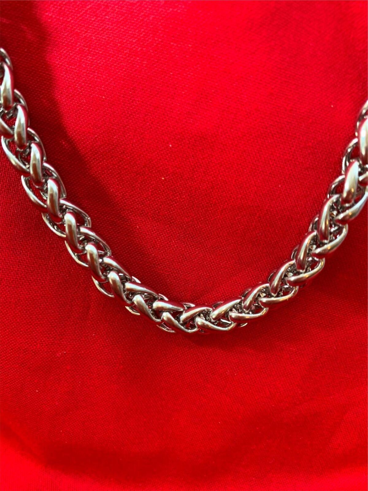 28 INCH STAINLESS STEEL SILVER 7MM WHEAT ROPE CHAIN NECKLACE