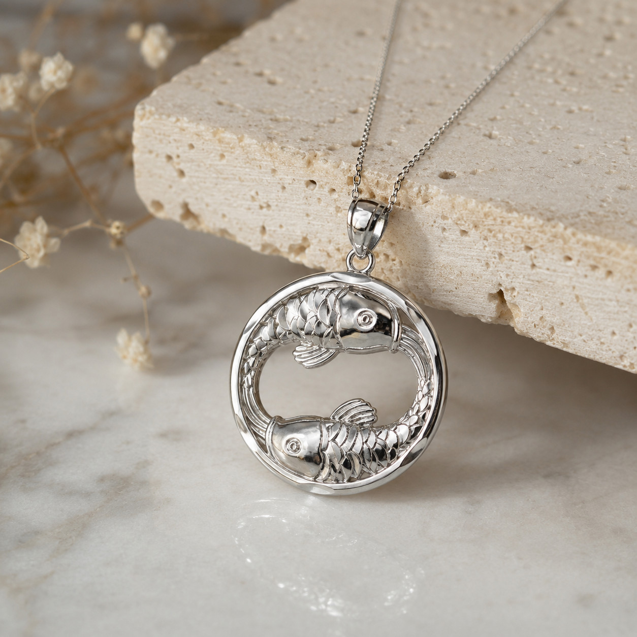 Sterling Silver Zodiac Round DC Pendant Necklace | 12 Horoscope Signs Available
