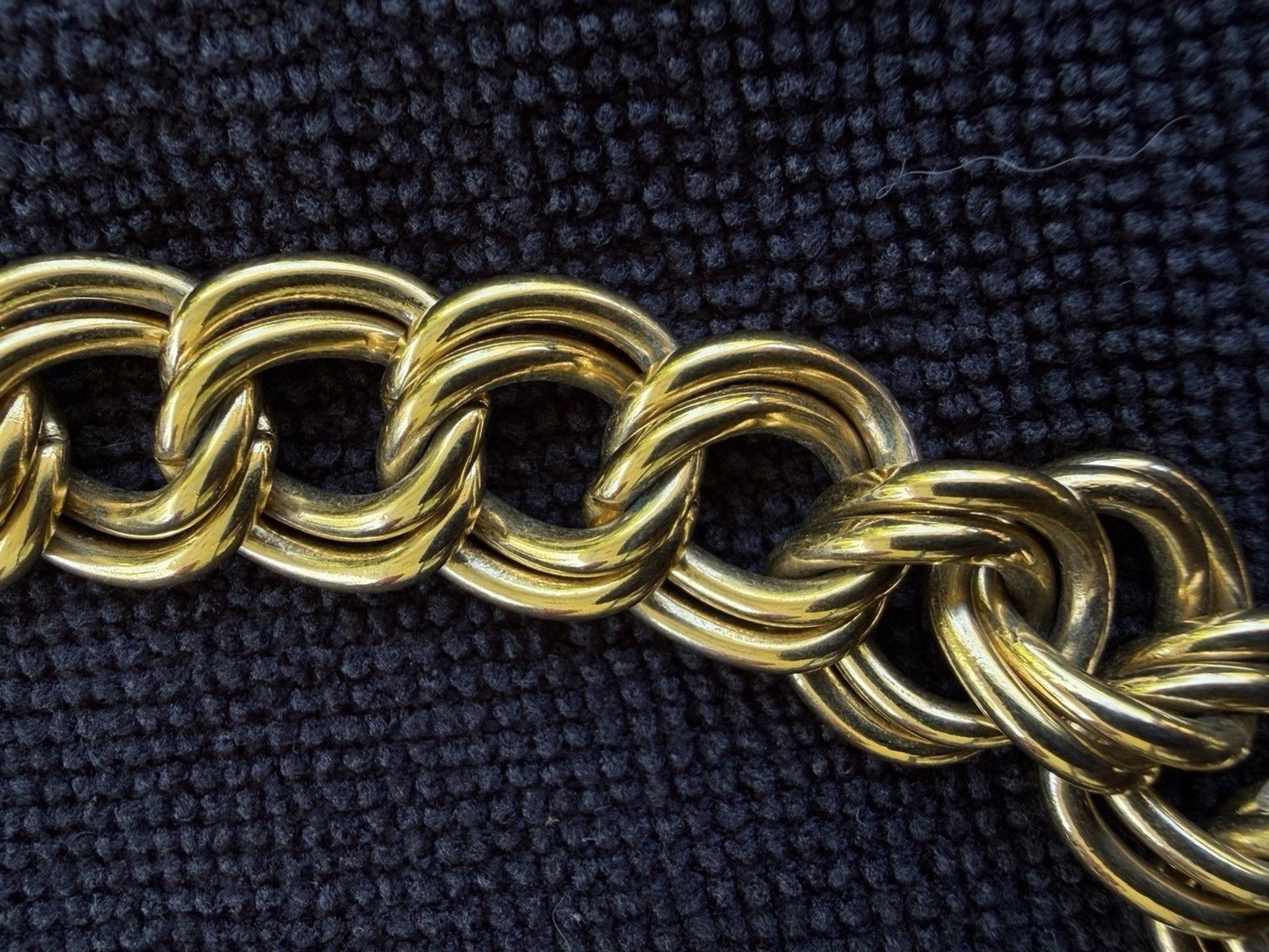 Vintage Gold Tone Chunky Link Double Chain Necklace 80s Statement Collar 18”