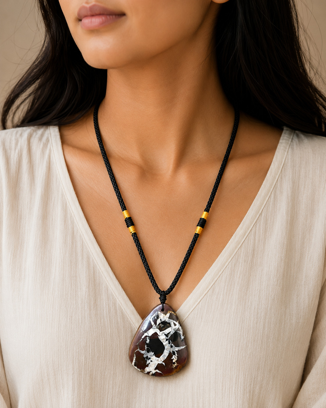 Natural Septarian Adjustable Necklace Premium Focal Hippo Jewelry Pendant