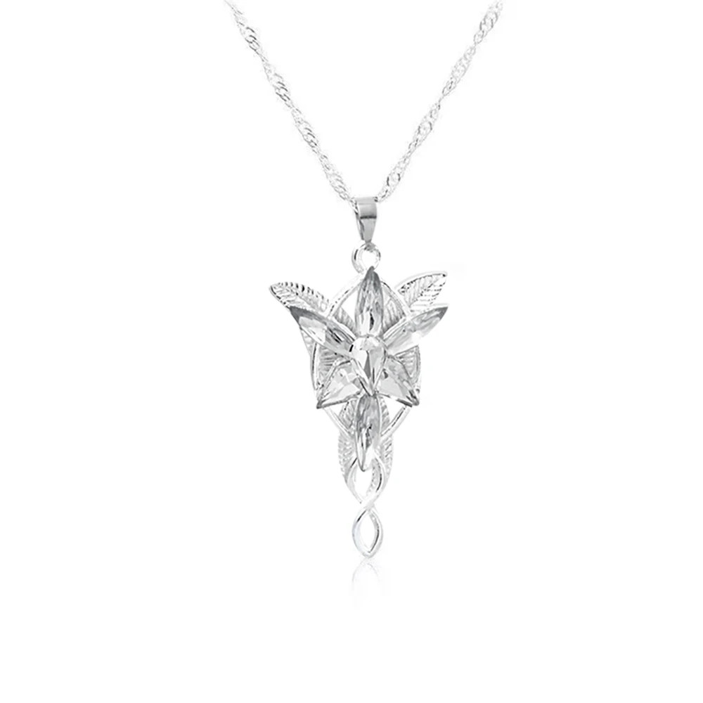 Arwen Evenstar Movie Necklace Silver Color Crystal Pendant Necklaces for Women G
