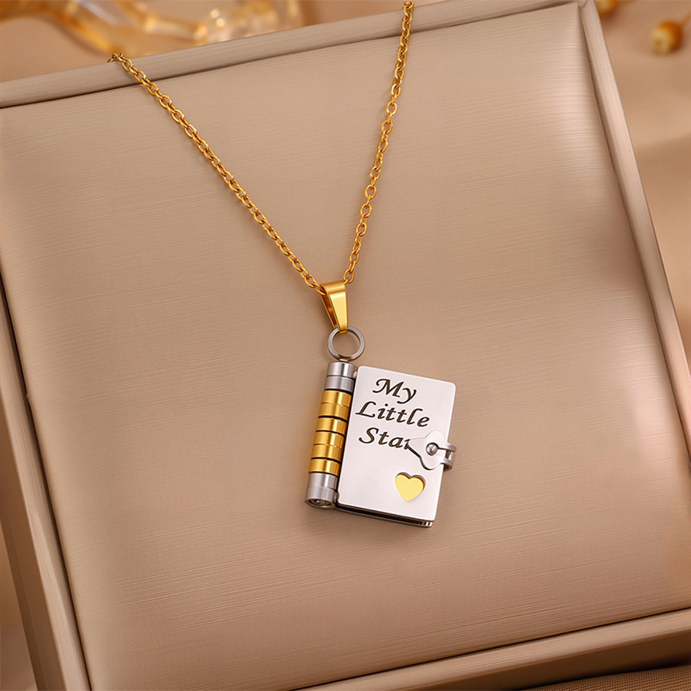 Openable Daughter Book Necklace Stainless Steel With Pages Of Engraved US