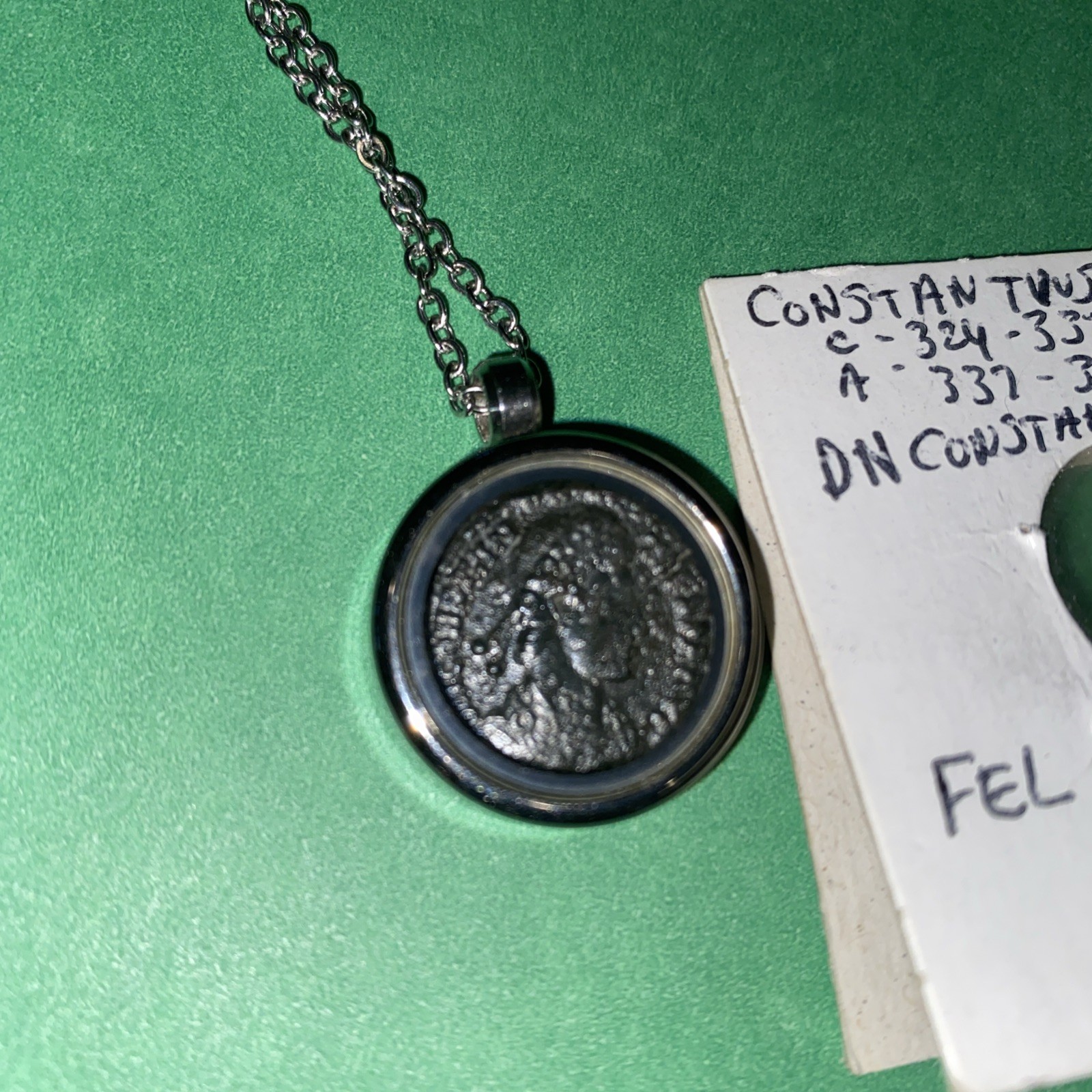 Ancient Roman Coin Necklace Pendant of Constantius II Authentic Natural Patina