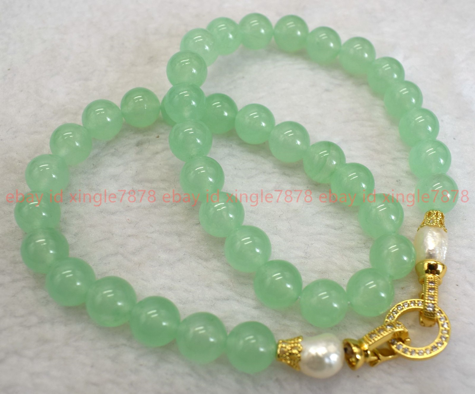 New Fashion 8/10/12mm Light Green Jade Pearl Round Gemstone Neckalce 16-28in