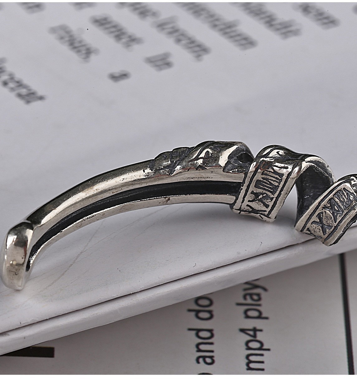 Twist Roman Numeral Cuff Bracelet Unisex Punk Bangle 18g S925 Sterling Silver