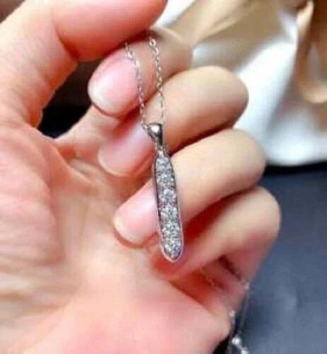Women’s 2Ct Round Simulated Diamond Journey Pendant Chain 14k White Gold Plated