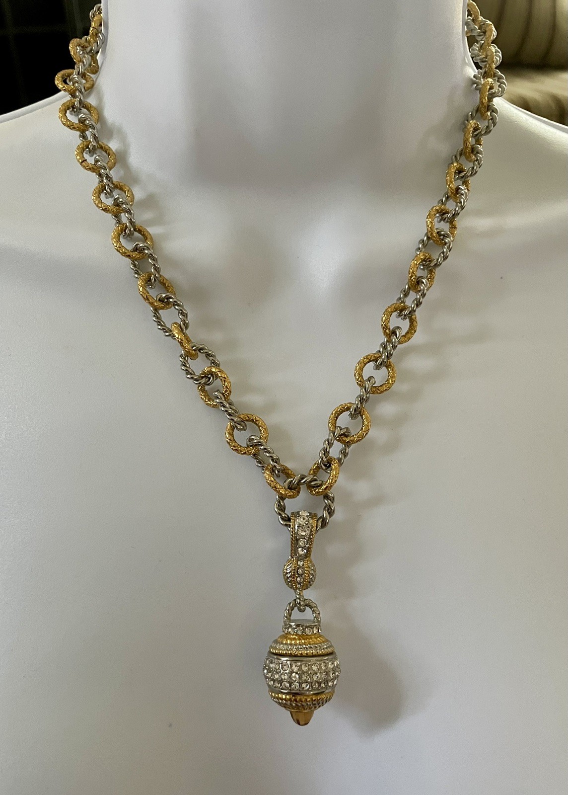 Emma Skye DSMK Stainless Steel/Gold Plate Chunky Necklace with Crystal Enhancer